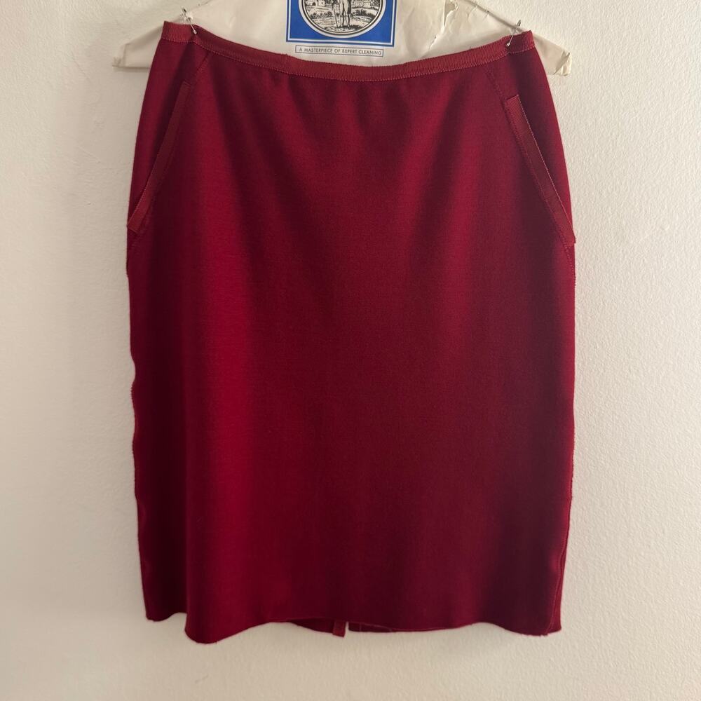 Max Mara Red Wool Blend Pencil Skirt IT 40 US 6 Made in Italy Christmas Holiday